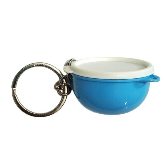New Tupperware Keychain Pill Container Thats a Jumbo Bowl Removable Lid Blue VTG - Picture 3 of 10